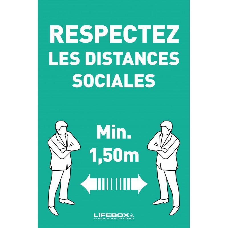 Panneau affichage - respectez les distances sociales