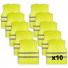 10 Gilets réfléchissants jaune - gilet à haute visibilité homologué Norme CE