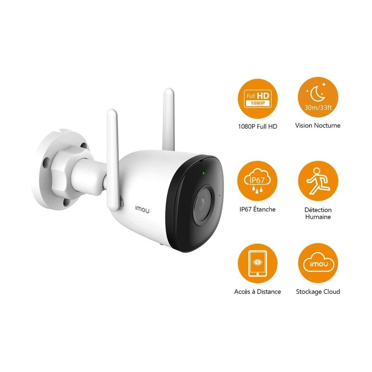 1080P Caméra Surveillance WiFi Extérieure, PTZ Caméra IP avec Vision
