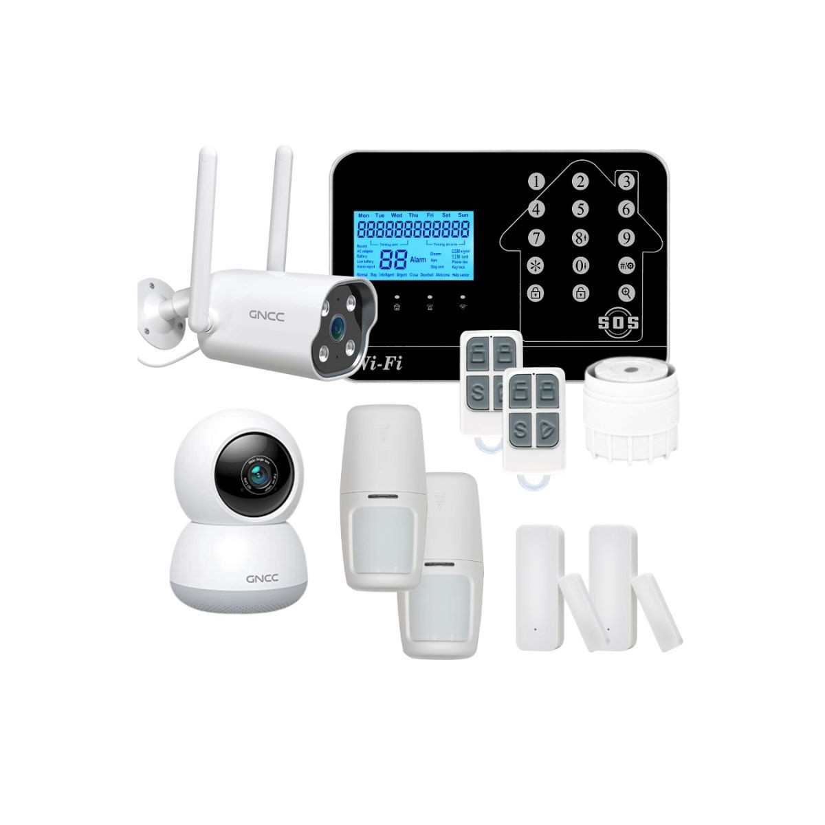 Kit de Alarma para casa conectada inalámbrica WiFi y gsm e y 2  cámaras WiFi - Lifebox - KIT11