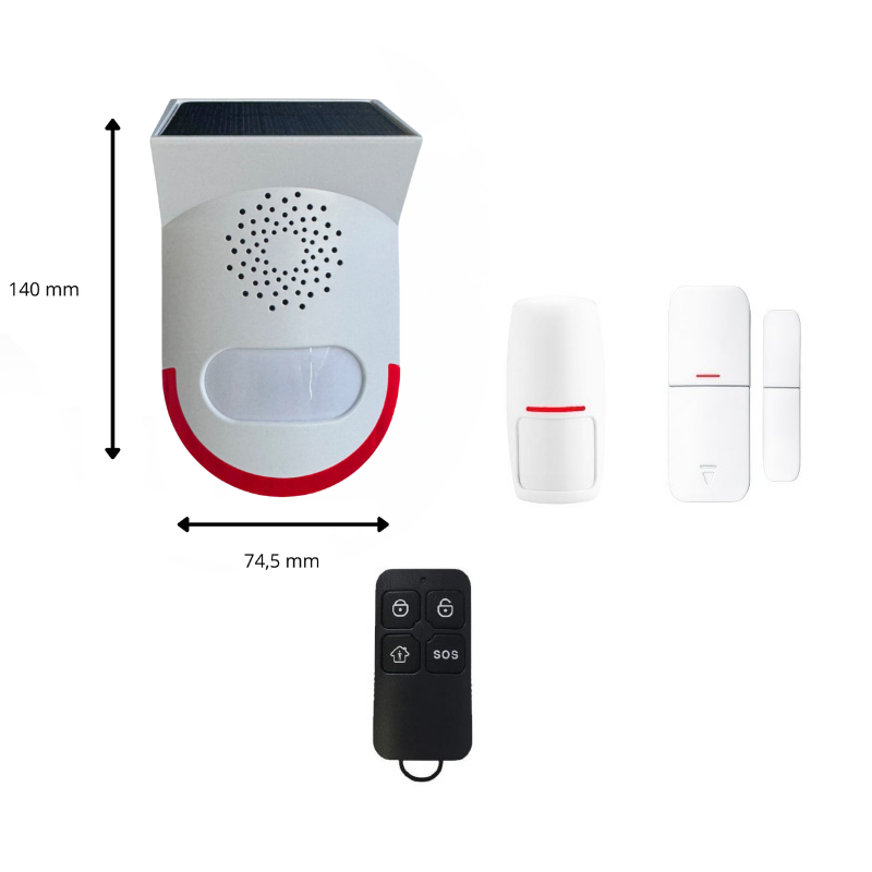 Kit alarme autonome extérieure solaire pour garage, chantier