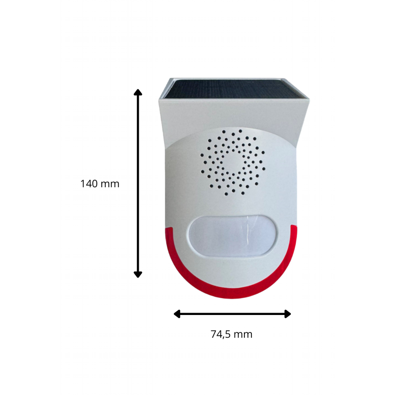 Kit Alarme Autonome Extérieure Solaire pour Garage ou Chantier - Sirène 110 dB avec Détecteur de Mouvement et d'Ouverture