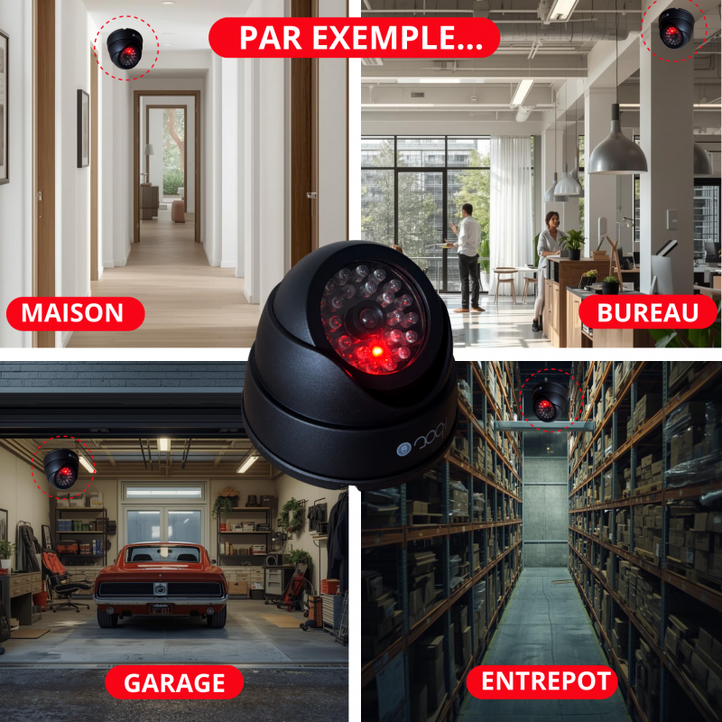 2 Cameras factices avec led, fausses cameras de vidéosurveillance
