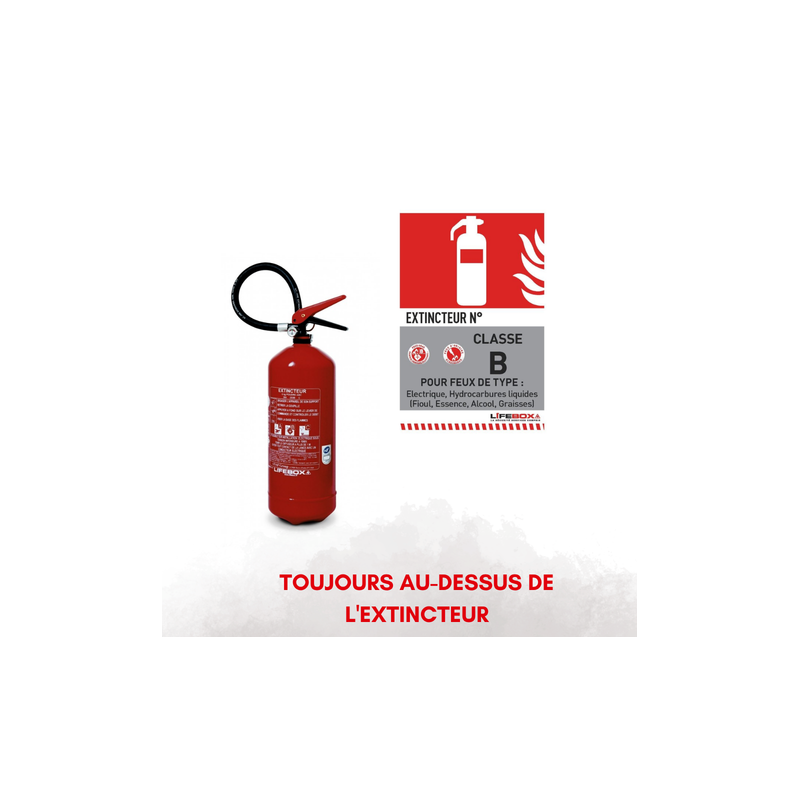 Panneau signalétique extincteur classe  b pour signalisation incendie ERP norme NF X08-003