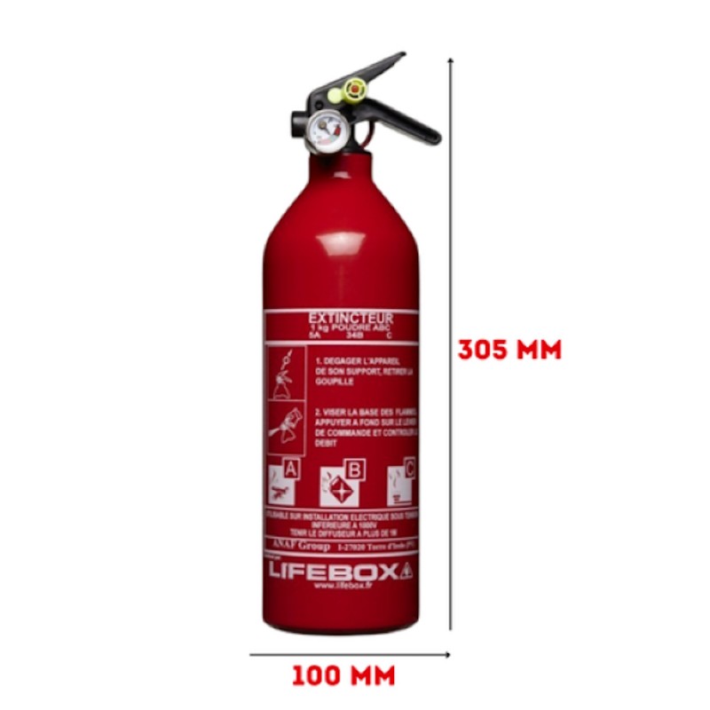Extincteur 1kg a poudre avec manomètre auto test- ext01