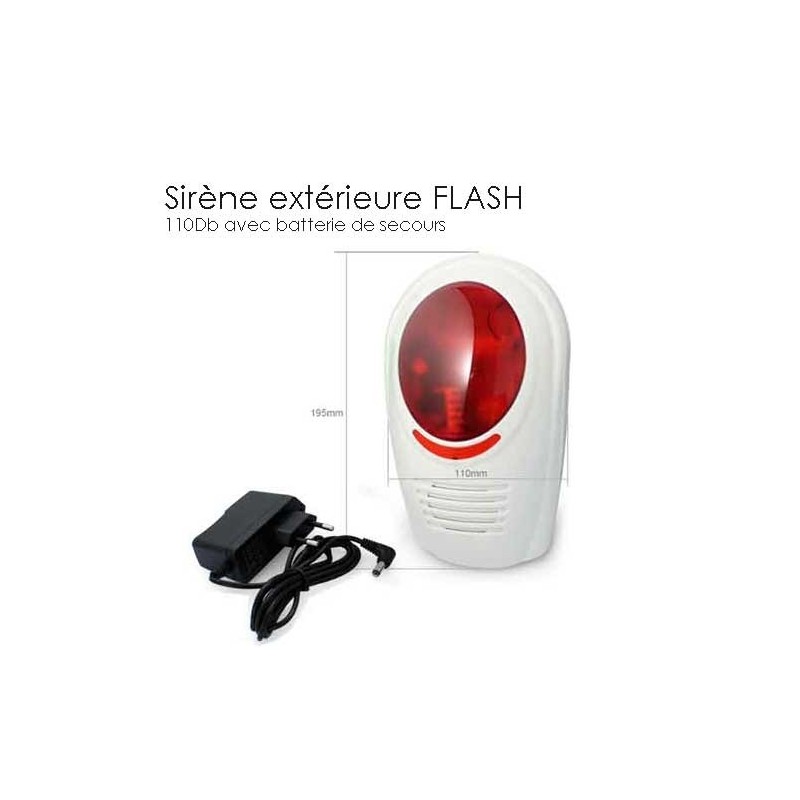 Sirene alarme exterieure avec flash