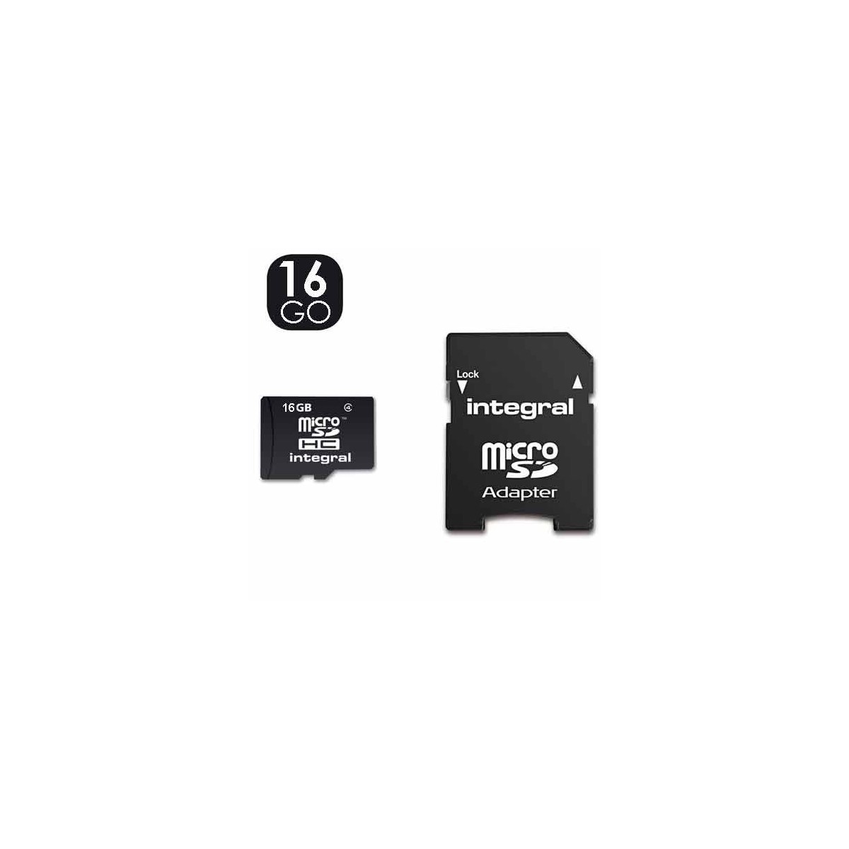 Carte micro SD HC 16 Go avec adaptateur - Carte mémoire micro SD